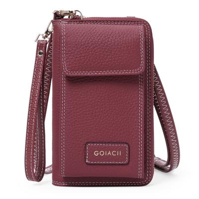 China Women's GENUINE LEATHER Tote Handbas Case Wallet Mini Cross Genuine Leather Small - Body Phone Bag With Credit Card Slots for sale