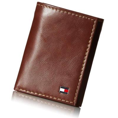 China Waterproof Men's Credit Card Holder with ID Window Genuine Leather Triple Slim Wallet-Smooth for sale