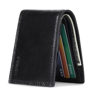 China Wholesale RFID High Quality Men's Wallet Nappa Leather Short Genuine Leather Bifold Formal Purse for sale