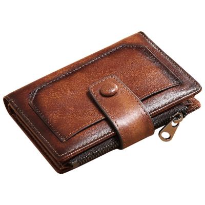 China Real Vintage Waterproof Male Smart Leather Men's Wallets Card Holder Short Wallet Mini Money Bag Purse for sale