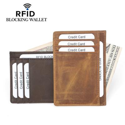 China Fashion Custom Leather Card Holder RFID Blocking Slim Minimalist Leather Credit Card Wallets for sale