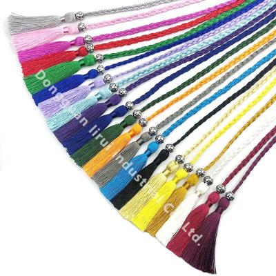 China Mobile phone women fashion 1.7meter woven tsssel multicolor optional handmade belt for dress hot sales chinese style tassel belt for sale