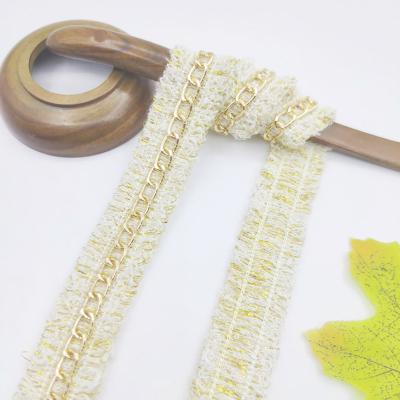 China Other fashion 2.2CM metal lace gold chain used in new clothing deshion gold metal lace for sale