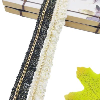 China Roll 1.6CM beige nylon material to wall metal lace strips lace metal new design to wedding craft for sale