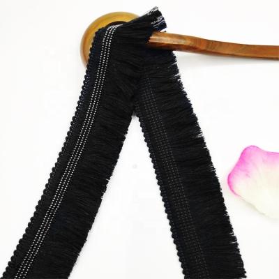 China Cotton Nylon Material Black 4Cm Beard And Metal Copper Chain Lace Customize Can Pass EU Test Lace Decorating Clothes for sale