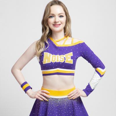 China Best Quality All Newest Cheer Star Uniforms 2023 OEM Practice Wear Crystal Cheerleading Sportswear Bows Poms For Team Cheerleading Uniforms for sale