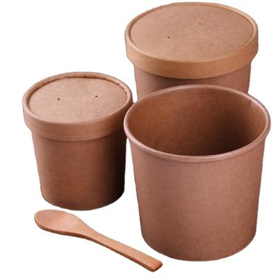 China Disposable Kraft Paper Soup Bowl With Lids for sale