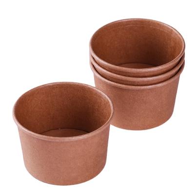 China Disposable Custom Logo Printed Kraft Paper Making Bowl And 4oz Paper Soup Bowl With Lid for sale