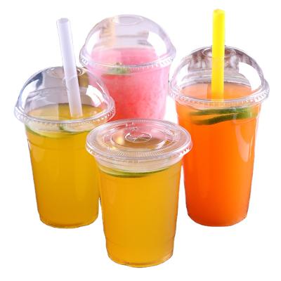 China Disposable Custom Disposable Clear Plastic Cup With Lid And Straw for sale