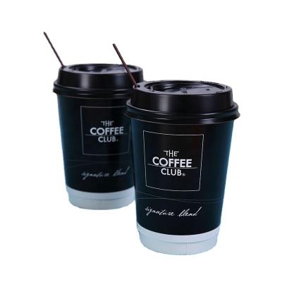 China Disposable Custom Logo Printed 16oz Coffee Paper Cup With Lid And Straw for sale