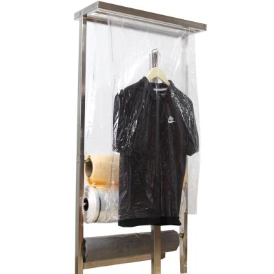 China Disposable Transparent Custom Waterproof Laundry Dress Wedding Garment Plastic Garment Bag On Roll for sale