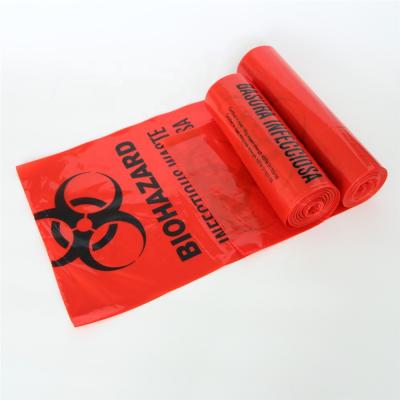 China Red 100% Biodegradable Disposable Biohazard Medical Waste Bag On Roll for sale