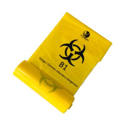 China Disposable 100% biodegradable yellow or red medical waste biohazard bags on roll for sale