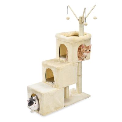 China Viable Luxury Cat Scratching Tree Tower Condo by Petstar Cat Furniture Dangling Balls Scratcher Three Steps for sale