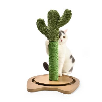 China New Fun Pet Viable Plant Ball IQ Electrode Toy Green Sisal Scratcher Post Cactus Cat Tree for sale