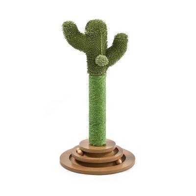 China New Viable Fun Ball IQ Plated Toy Green Sisal Cactus Cat Tree Post Scratcher for sale