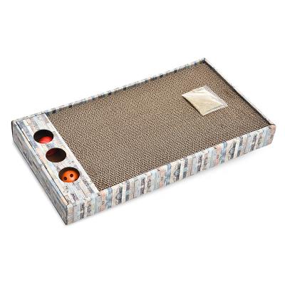 China Pet Viable Factory Direct Supply Ball Catnip Inside Corrugated Cardboard Cat Scratching Board for sale