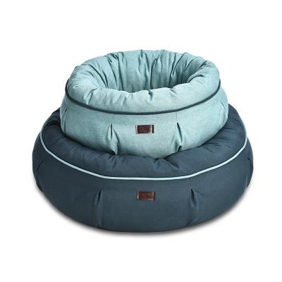 China Breathable Custom Home Fabric Memory Foam Polyester Textile Fabric Warm Cat Dog Round Pet Bed Nest for sale