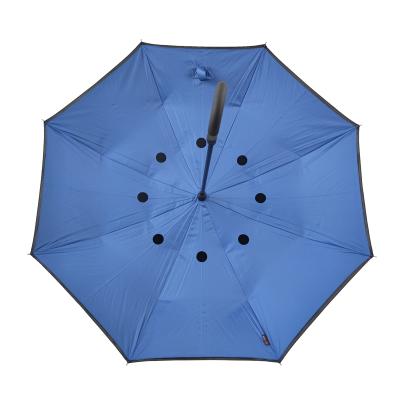 China Traditional Invert Umbrella Wholesale Custom C Handle Double Layer Windproof 49