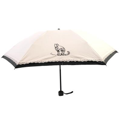 China Minimalist Japan Parasol UV Protection Folding Umbrella Lace Up 3 Blocks UV Reduction Times Over 99% Sun Cat Umbrella Lace Design for sale