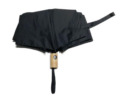 China New Minimalist RPET Fabric Fold Open Umbrella New 3 Handle High Quality Automatic Wooden Umbrellas & Narrow With Custom Logo Prints for sale