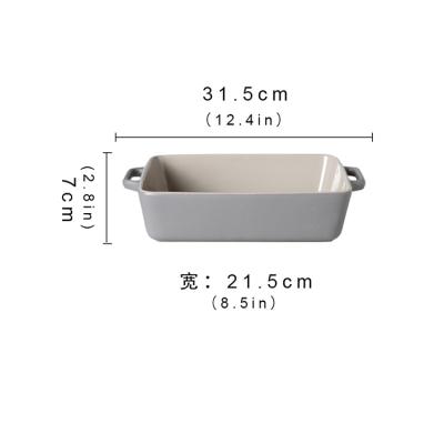 China Sustainable Kitchen Tool Stick Bakeware Lasagna Casserole Dish Ceramic Baking Pan Non Set Tray Baking Dishes With Handle for sale