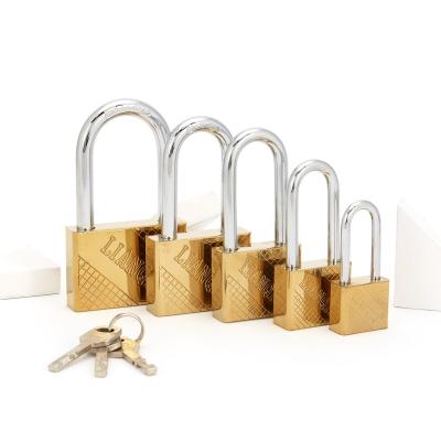 China Millimeters Iron Computer Key Padlock Square Shackle Shape 60 Long Rectangular Steel Brass Padlock With 3 Paddle Keys for sale