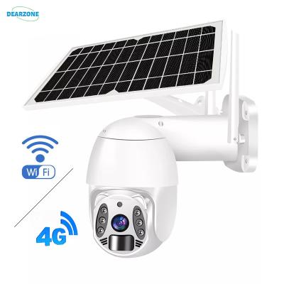 China Dearzone 4G WIFI PTZ Outdoor Two Way Audio IP CCTV Wireless Solar Battery Powered Camera for sale