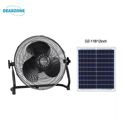 China 16 Inch Indoor And Outdoor Pedestal Electric Standing Fan Solar Powered Rechargeable Camping Fan for sale