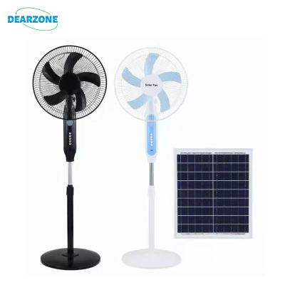 China Indoor and outdoor hot sale 12/16 inch floor stand solar fan hot sale small solar powered rechargeable fan with remote control for sale