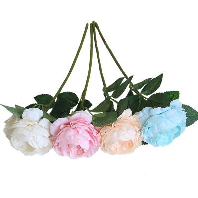 China European Style Row Centerpieces Grain Indoor Outdoor Decoration Wedding Tabletop Artificial Peony Rose One Piece Flower Peony Silk Netting for sale