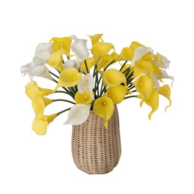 China Wholesale Artificial Flower Indoor Outdoor Mini Plastic Calla Lily Flower Home Decor PU Flower Home Decor Grain Home Decoration For Wedding for sale