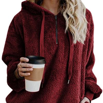 China 2021 Anti-Wrinkle Womens Long Sleeve Zippered Hooded Cashmere Blazer In Solid Color for sale