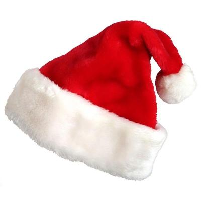 China Hot Red Christmas Santa Claus Hat Short Plush Thickened Christmas Hats Decoration Christamas Decoration for sale