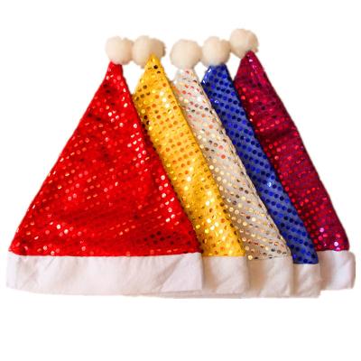 China Christamas Decoration Sequin Christmas Santa Claus Hat Multicolor Christmas Hat For Man Woman Kids for sale