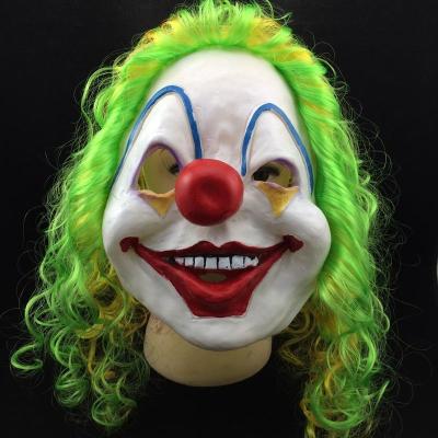 China Latex Halloween Mask Funny Clown Latex Party Mask With Colorful Curly Wig Performance Costume Festival Full Head Props for sale