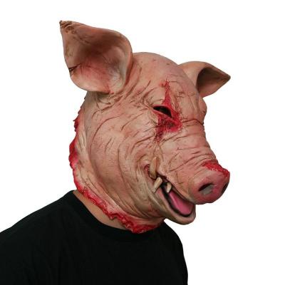 China Eco-Friendly Zombie Scary Halloween Costume Party Horror Hog Fangs Head Ghost Headgear Headgear Latex Bleeding Animal Mask for sale