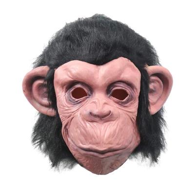 China Eco-friendly Black Latex Chimpanzee Full Head Mask For Halloween Costume Party Monkey Mask Headgear Festival Animal Performance Props for sale