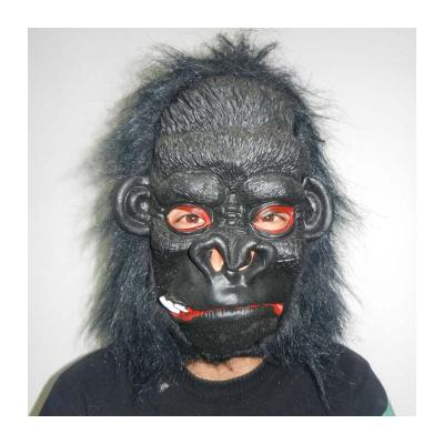 China Eco-friendly Black Two-toothed Orangutan Mask Chimpanzee Full Head Mask Latex For Halloween Costume Party Monkey Mask Party Animal Costume for sale