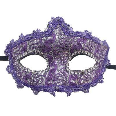 China Diamond Eyeline Silver-Purple Luxury Venetian Classic Masquerade Half Face Mask Mardi Gras Nightclub Carnival Party Prop for sale