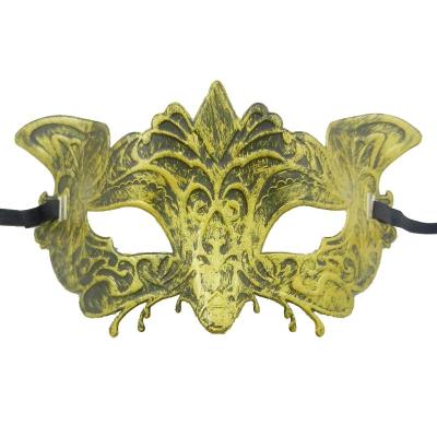 China Venetian Mask Halloween Mardi Gras Prom Makeup Ball Venice Masquerade Party Mask Gold Color Classic Ancient Half Face Monsters Props for sale