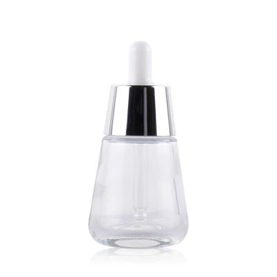 China Premium Empty Personal Care 30ml Frost Glass Cone Dropper Bottle For Essential Oil for sale