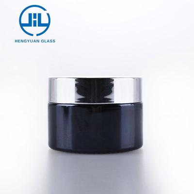 China Luxury Cosmetic Personal Care 15g 30g 50g Black Square Matte Glass Cosmetic Jar For Cream for sale