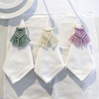 China Home Handmade Woven Napkin Rings Boho Knot Napkin Rings Christmas Thanksgiving Decor Macrame Napkin Rings Table Viable Decoration for sale