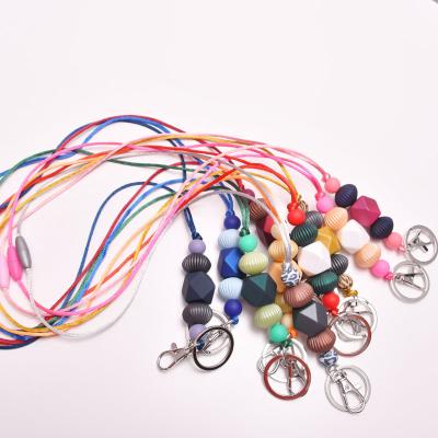 China Silicone Personalized Key Chain Kay Chain For Teacher Nurse Unique Beads Silicone Lanyard For Keys or ID Badge Gift for sale