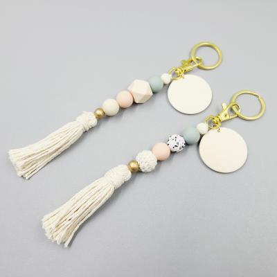 China Convenient Personalized Silicone Beads Locks Tassel Custom Handmade Monogram Holder Car Key Chain Key Chain for sale