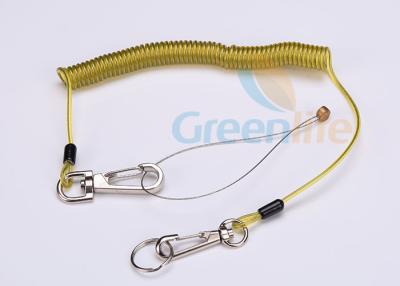 China Yellow Vinyl Coating Scaffold Tool Lanyards , Hooks Loop Retractable Tool Lanyard for sale