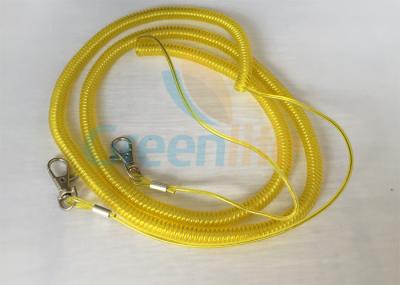 China los 10M atan con correa color en espiral del amarillo del acollador de la caña de pescar con el clip rápido cada extremo en venta