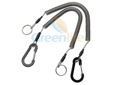 China PU Material Fishing Pliers Lanyard Rope Holder 6.5'' Aluminum Carabiner Black Tool for sale