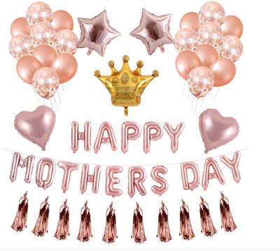 China Modern English Mothers Day Foil Balloons Happy Mothers Day Foil Banner With Confetti Tassel Balloon Set For Party Decoration Gift for sale